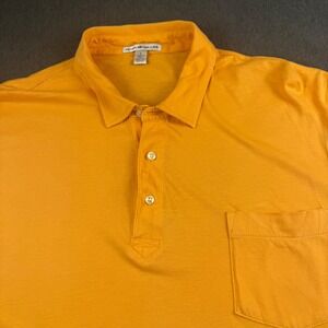 Peter Millar Mens Orange Pima Cotton Short Sleeve Pocket Polo Shirt Large